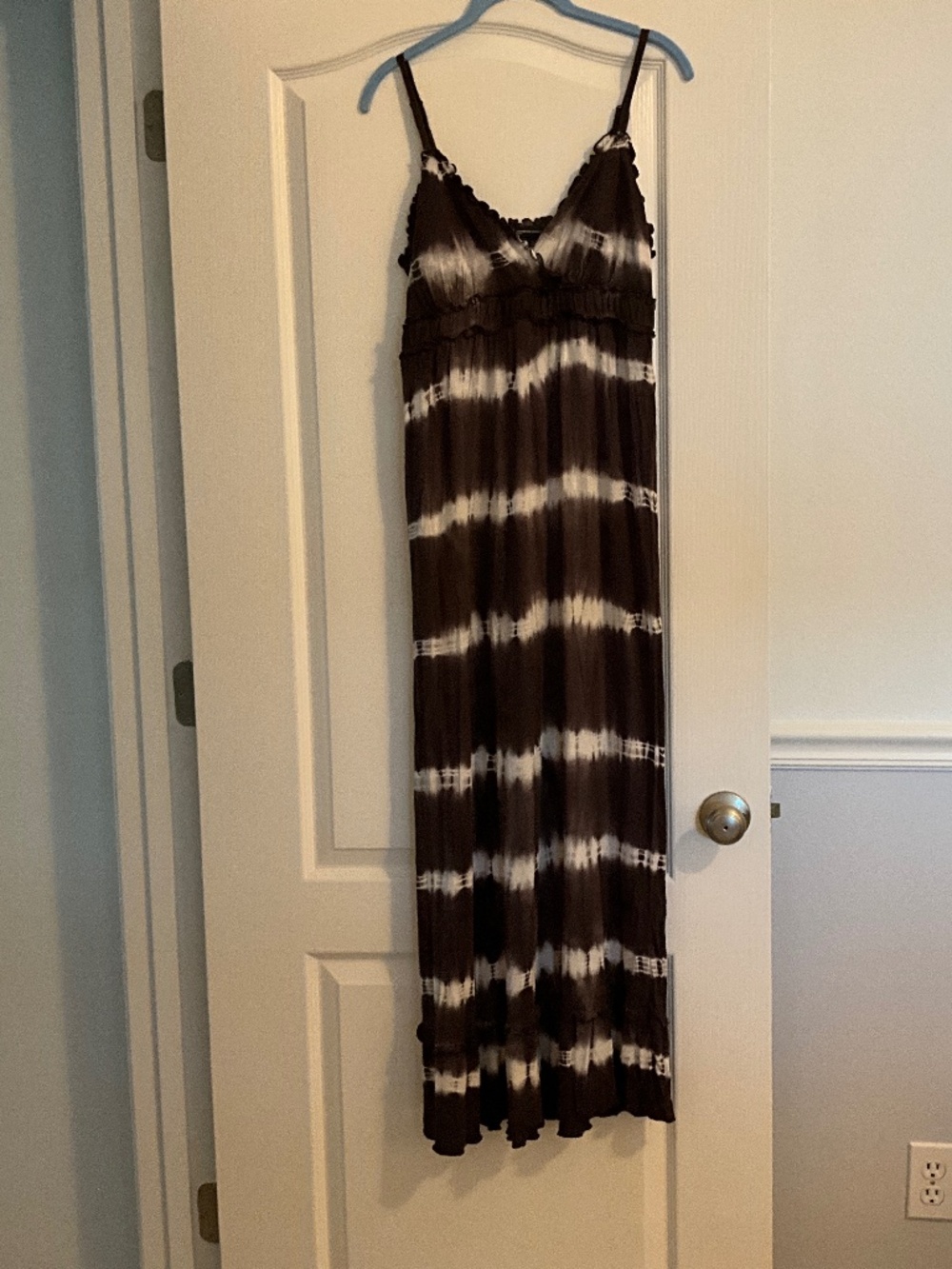 INC Brown and White Tie-Dye Maxi Dress Small